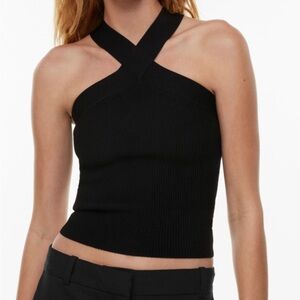 Babaton Black Cross-Strap Crop Top